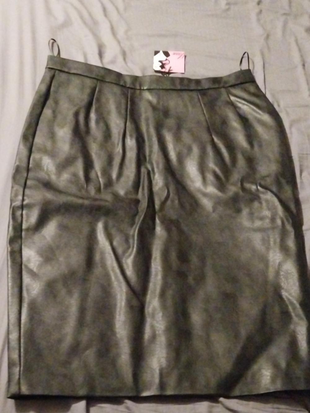Vixen by Micheline Pitt Black Faux Leather Pencil Skirt